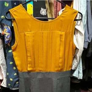 Banana Republic Factory Sleeveless Knee Length Sheath Dress Gold Gray Size 0